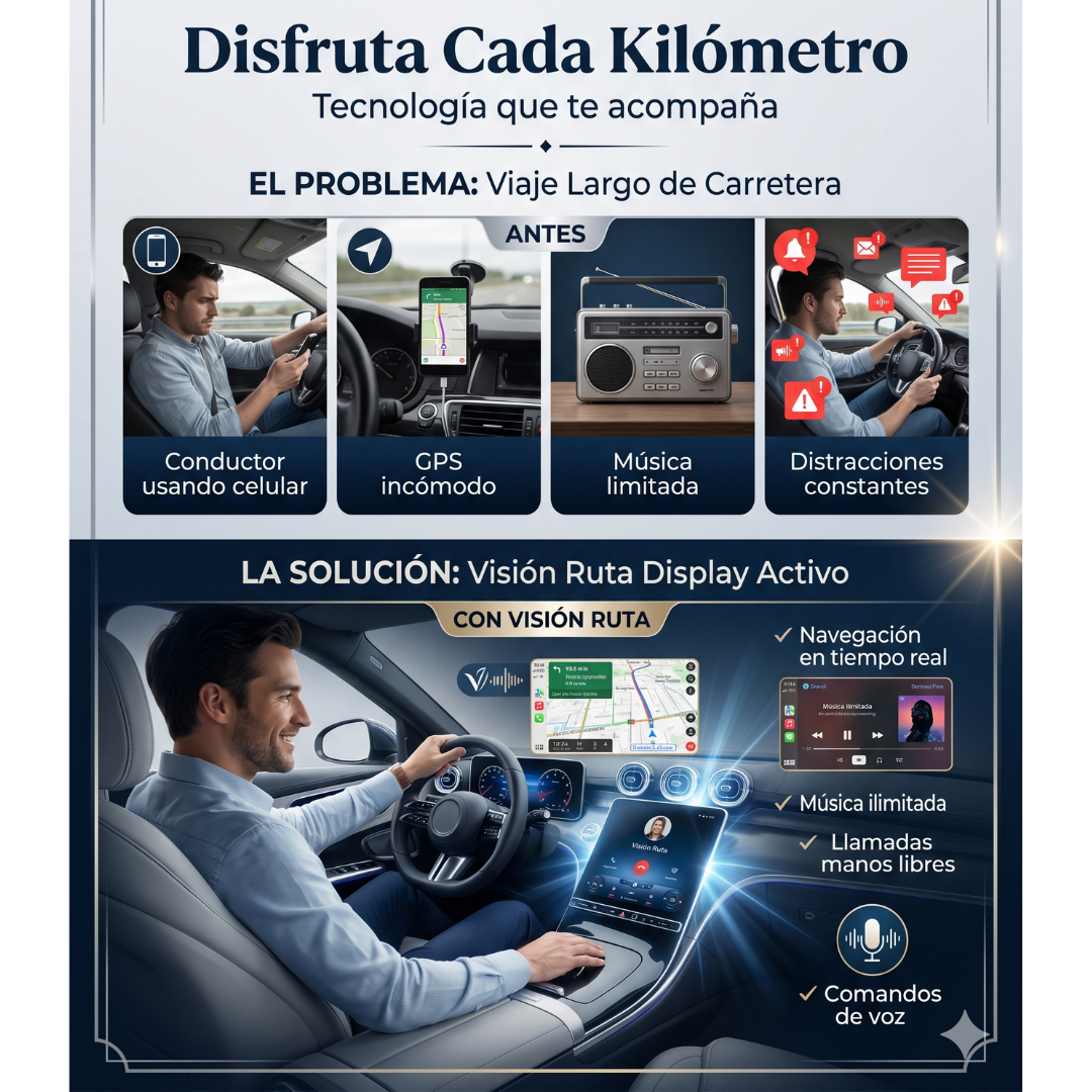 Pantalla Inteligente 7" con Carplay Inalámbrico y Android Auto