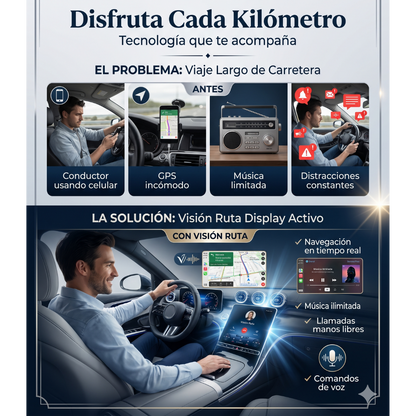 Pantalla Inteligente 7" con Carplay Inalámbrico y Android Auto